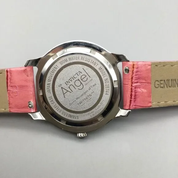 Invicta Angel Watch 40mm Silver Tone Crystals 25744 Pink Leather New Battery - Picture 9 of 15
